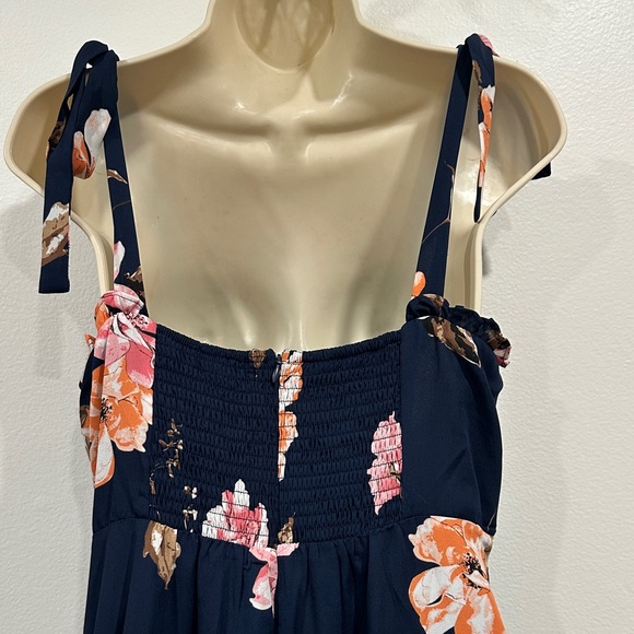 Lulu's Navy and Pink Floral Maxi Dress - Picture 9 of 14